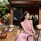 Pink sleeveless halter dress gentle style super beautiful dress R0727