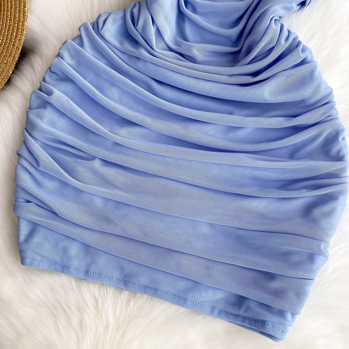 Sexy sleeveless tube top dress pure desire hot girl pleated slim hip small mesh skirt R2328