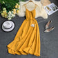 Holiday long dress cross strap backless solid color seaside medium-length swing fairy dress R2311