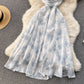 Gentle floral suspender skirt 2025 new forest waist holiday beach skirt R2343