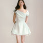 Mint green one-shoulder dress Qianjinfeng niche design unique beautiful waist skirt R5128