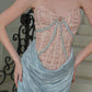 French retro palace lace satin splicing corset dress tube top dress homecoming dress R5124