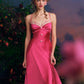 French romantic temperament drape satin suspender dress long skirt homecoming dress R5122
