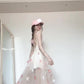 Flower suspender dress gentle temperament beautiful waist A-line long skirt R0661