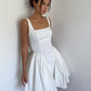 French romantic butterfly backless dress for women new square neck waist tie skirt R3039