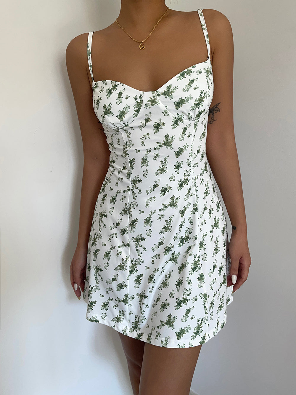 European and American style low-cut backless sexy suspender floral dress high waist slim A-line hip skirt R3038