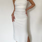 Hot girl sexy slit tube top dress slim fit medium length hip waist dress high-end long skirt R3037