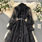 French court style dress with ruffled edges, slim-fitting long lace dress, high-end dress R2304