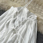 2025 summer new design niche sling holiday dress white beach dress halter dress R2299
