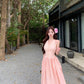 Temperament pink v-neck lace sleeveless dress pretty little skirt R0620