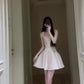 Suspender dress French style high-end waist a-line birthday puffy short skirt R0609