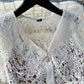 Chanel style dress with short sleeves, short-sleeved, single-breasted lace crochet long skirt R2300
