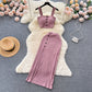 Small pure desire suit French short tube top camisole vest high waist slim slit skirt R2263