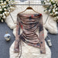 European and American hot girl style tie-dyed one-shoulder drawstring pure desire niche chic top R2296