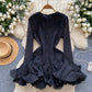 European and American style petal sleeve dress with ruffle design, unique temperament short skirt R2277