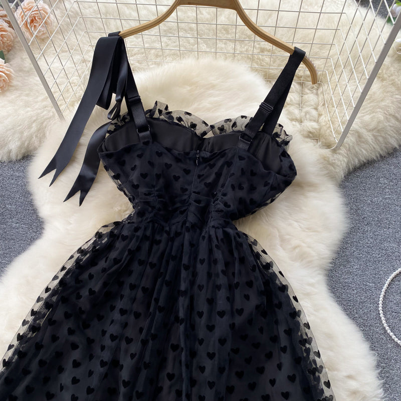 French dress fairy mesh tulle skirt slim mid-length suspender dress skirt 2025 new R2265