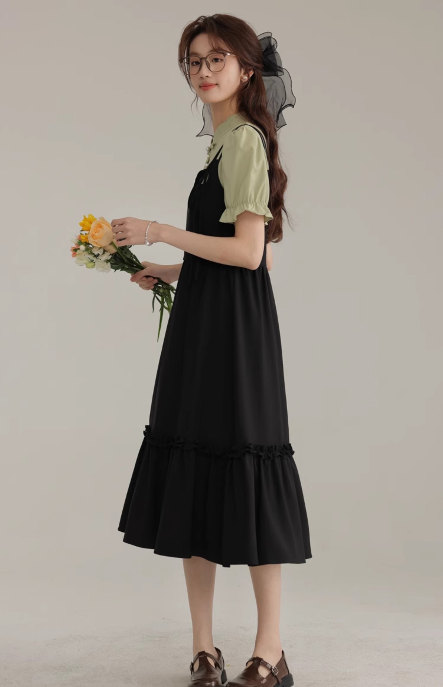 2025 new Chinese style improved cheongsam short-sleeved dress beautiful small skirt R1966