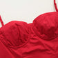 French red suspender dress female sexy backless seaside holiday dress R3035