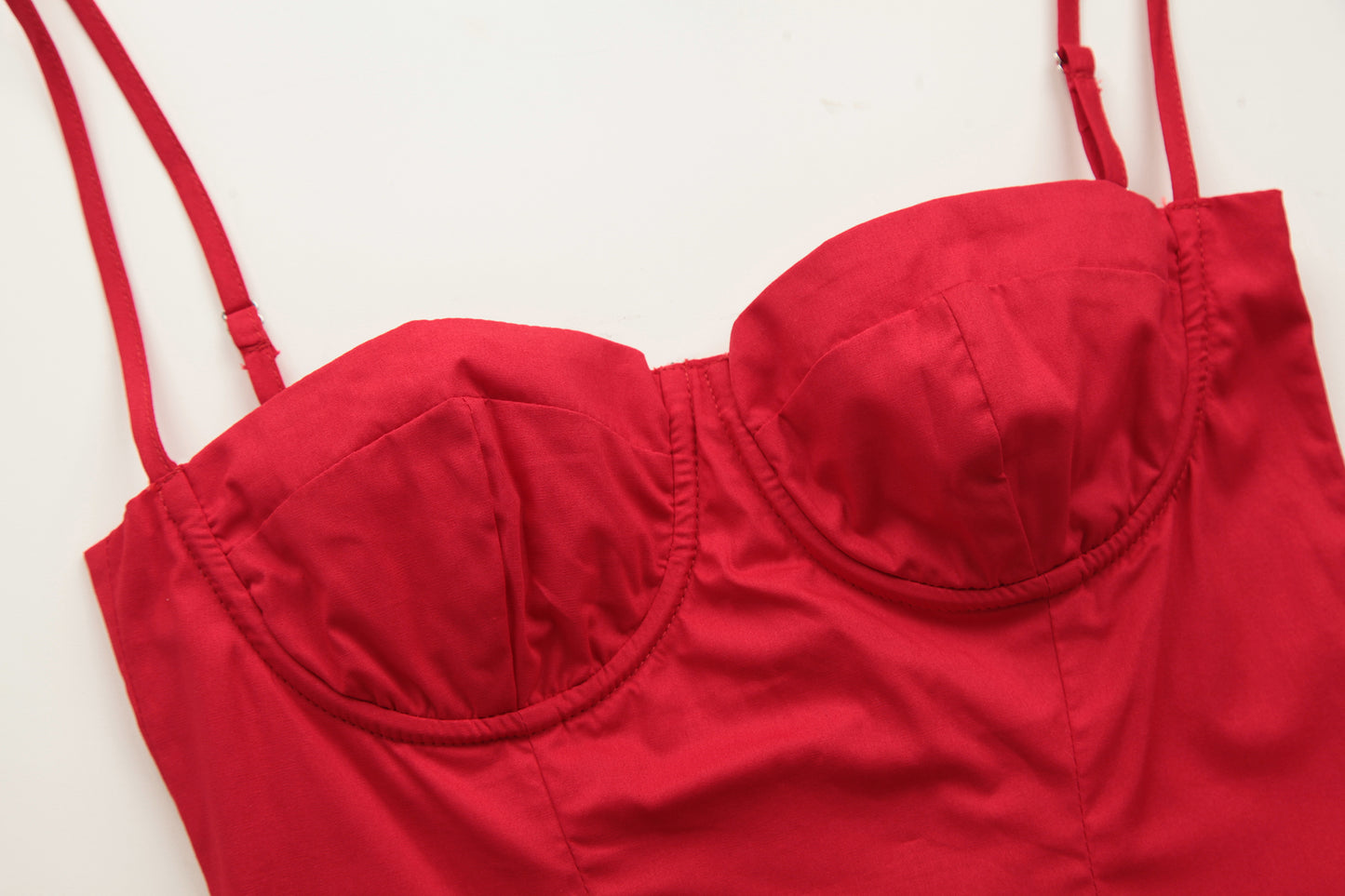 French red suspender dress female sexy backless seaside holiday dress R3035