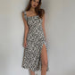 French retro floral tight slit suspender dress slim sexy mid-length skirt over the knee skirt R3036