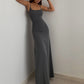Simple temperament suspender long skirt super A figure waistline sexy hot girl dress R3030