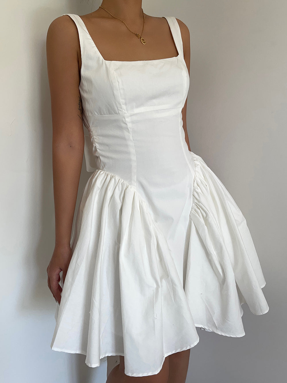 French romantic butterfly backless dress for women new square neck waist tie skirt R3039