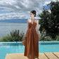 Travel wear retro beaded halter neck knitted dress seaside holiday beach dress R1593