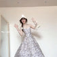 Floral suspender dress new style beautiful waist temperament long dress R0590
