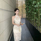 Girls improved cheongsam 2025 new style national style jacquard sleeveless halter dress R1767