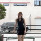 Hot girl halter neck dress chic waist a-line pleated short skirt R0583