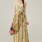 Han element retro floral lace stitching suspender dress holiday long dress R1973