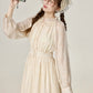 French gentle style apricot long sleeve dress women's new waist skirt R1971