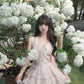 Pink polka dot halter neck dress gentle and sweet style temperament waist A-line short skirt R0865