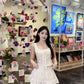 Gentle temperament white camisole A-line short skirt complete set R0864