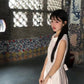 Pink jacquard vest dress gentle temperament waist A-line short skirt R0826