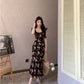 Temperament high-end retro floral dress super beautiful long skirt R0646
