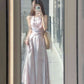 Beautiful outfit set gentle temperament purple sleeveless vest a-line skirt two-piece set R0832
