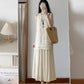 Green sleeveless dress for women, high-end fake two-piece temperament long dress R0770