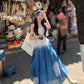 A Line Blue Long Stunning Evening Gown Party Prom Dress       S7291