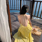 A Line Yellow Long Stunning Evening Gown Party Prom Dress       S7295