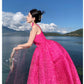 A Line Pink Long Stunning Evening Gown Party Prom Dress       S7306