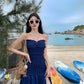 A Line Blue Long Stunning Evening Gown Party Prom Dress       S7301