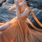 A Line Orange Long Stunning Evening Gown Party Prom Dress       S7302