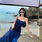 A Line Blue Long Stunning Evening Gown Party Prom Dress       S7301