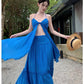 A Line Blue Long Stunning Evening Gown Party Prom Dress       S7274
