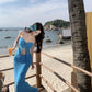 A Line Blue Long Stunning Evening Gown Party Prom Dress       S7269