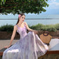 A Line Purple Long Stunning Evening Gown Party Prom Dress       S7312