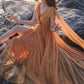 A Line Orange Long Stunning Evening Gown Party Prom Dress       S7302