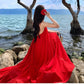 A Line Red Long Stunning Evening Gown Party Prom Dress       S7292