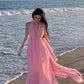 A Line Pink Long Stunning Evening Gown Party Prom Dress       S7307